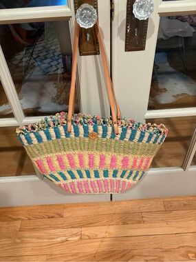 Tory Burch Woven Straw Tote Bag Beach Weekend